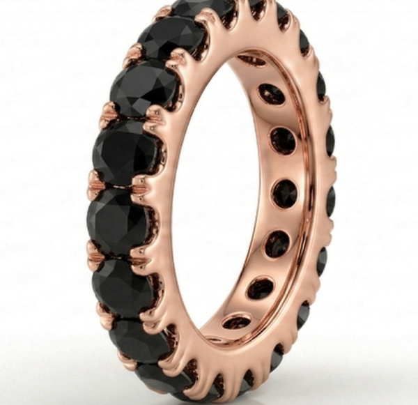 Deimantinė juostelė su juodais deimantais (9.10 ct) 5.90 mm raudono aukso