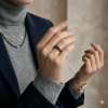Deimantinė juostelė su juodais deimantais (9.10 ct) 5.90 mm raudono aukso ant piršto 22