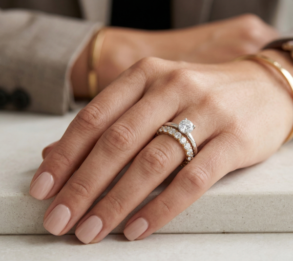 Deimantinė juostelė su laboratoriniais deimantais (2.20 ct) 3.10 mm geltno aukso ant pirsto