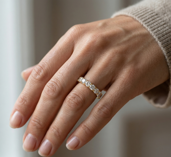 Deimantinė juostelė su laboratoriniais deimantais (3.80 ct) 4.00 mm geltonas auksas geltonas auksas ant piršto 2