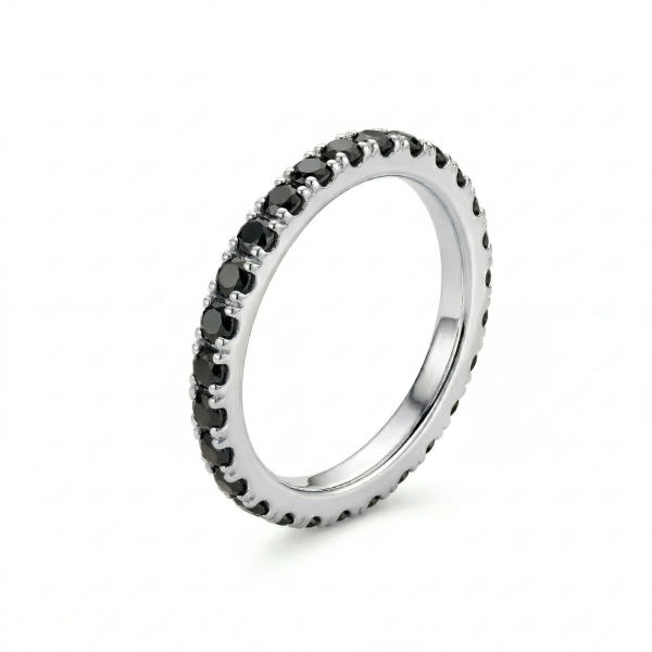 Deimantinė juostelė su juodais deimantais (1.00 ct) 2.00 mm baltas auksas 1