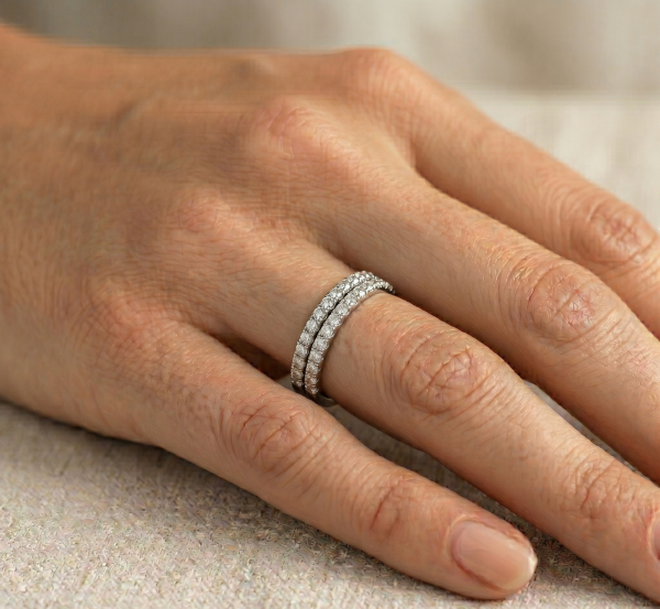 Žiedai su deimantais - balto aukso deimantinės juostelė (20 vnt - 0.20 ct)2