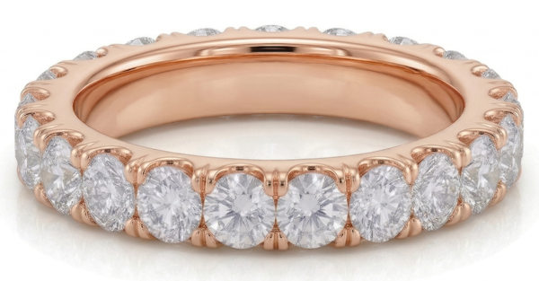 Žiedas deimantinė juostelė su laboratoriniais deimantais (2.90 ct) 3.60 mm raudonas auksas 22