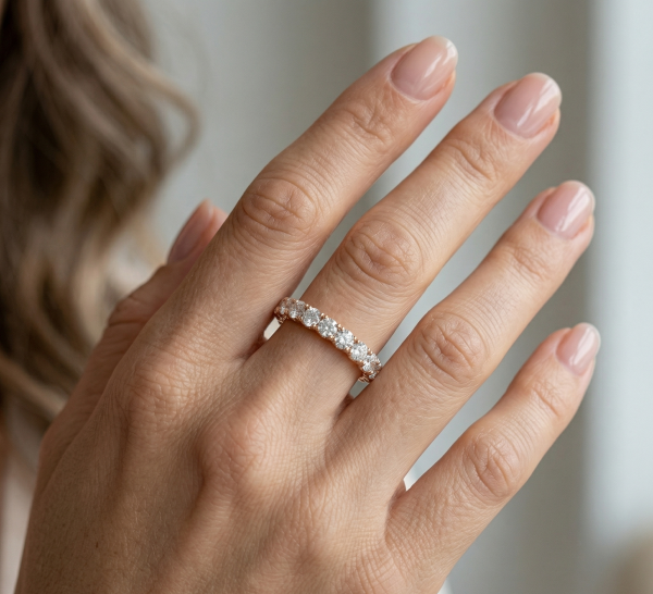 Žiedas deimantinė juostelė su laboratoriniais deimantais (2.90 ct) 3.60 mm raudonas auksas 33