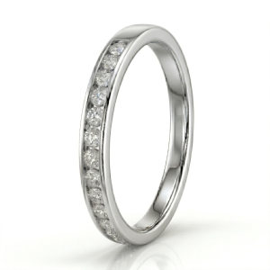 Žiedas-juostelė su deimantais Channel (15 vnt - 0.45 ct) 2.20 mm baltas auksas