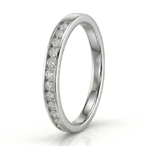 Žiedas-juostelė su deimantais Channel (15 vnt - 0.45 ct) 2.20 mm baltas auksas