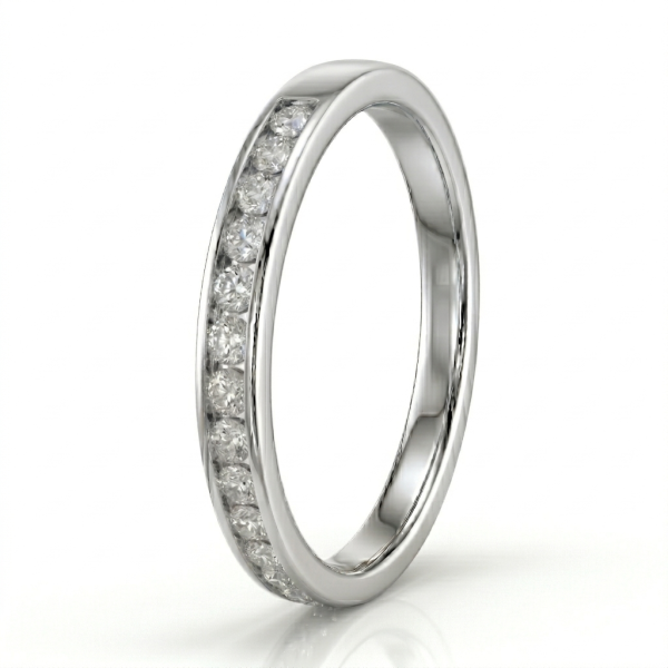 Žiedas-juostelė su deimantais Channel (15 vnt - 0.45 ct) 2.20 mm baltas auksas