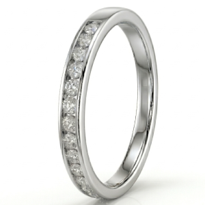 Žiedas-juostelė su deimantais Channel (15 vnt - 0.45 ct) 2.20 mm baltas auksas