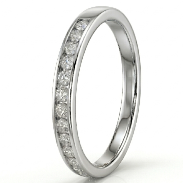 Žiedas-juostelė su deimantais Channel (15 vnt - 0.45 ct) 2.20 mm baltas auksas