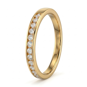 Žiedas-juostelė su deimantais Channel (15 vnt - 0.45 ct) 2.20 mm geltonas auksas