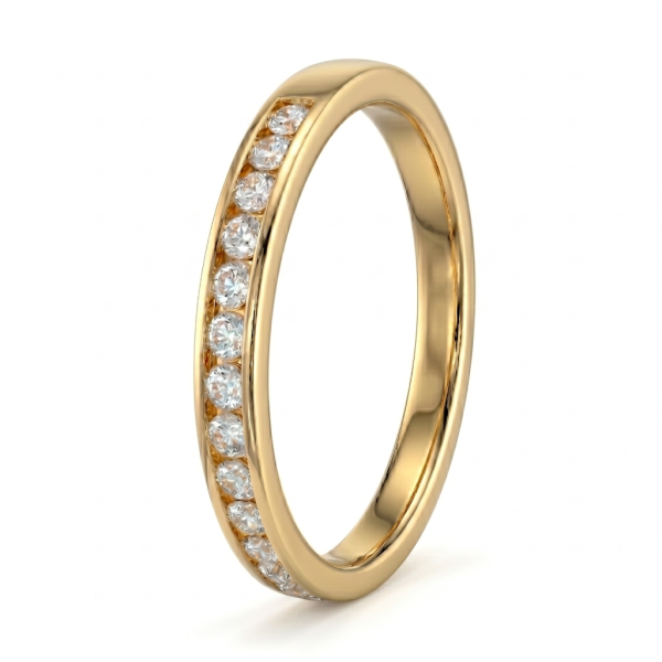 Žiedas-juostelė su deimantais Channel (15 vnt - 0.45 ct) 2.20 mm geltonas auksas