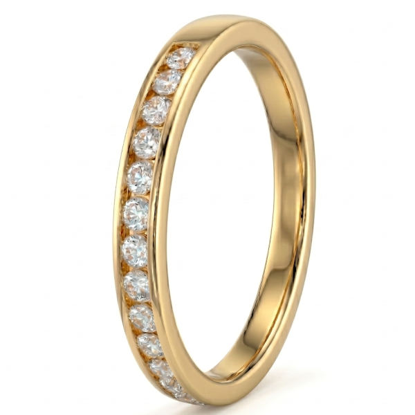 Žiedas-juostelė su deimantais Channel (15 vnt - 0.45 ct) 2.20 mm geltonas auksas