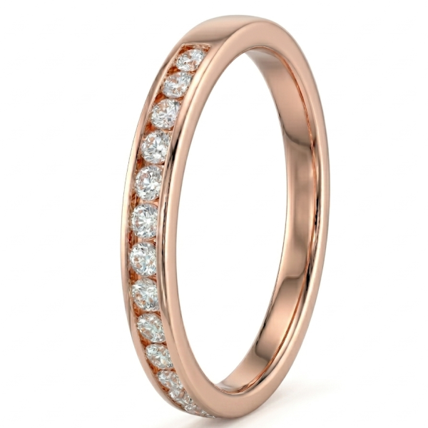 Žiedas-juostelė su deimantais Channel (15 vnt - 0.45 ct) 2.20 mm raudonas auksas