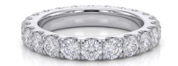 Žiedas juostelė su deimantais balto aukso (3.80 ct) 4.00 mm