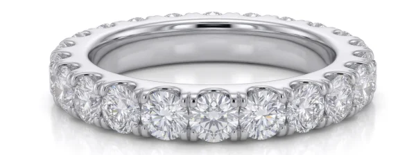 Žiedas juostelė su deimantais balto aukso (3.80 ct) 4.00 mm