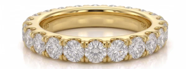 Žiedas juostelė su deimantais geltono aukso (3.80 ct) 4.00 mm ant piršto