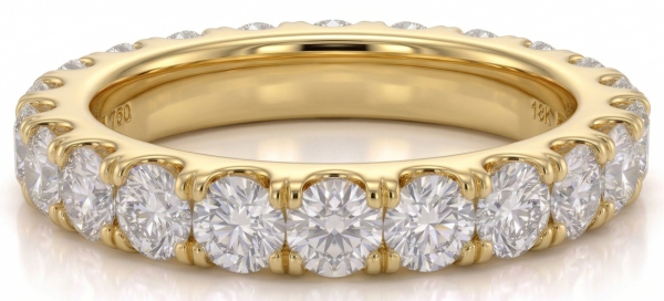 Žiedas juostelė su deimantais geltono aukso (3.80 ct) 4.00 mm ant piršto