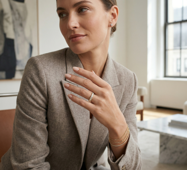 Žiedas juostelė su laboratoriniais deimantais (2.90 ct) 3.60 mm geltono aukso