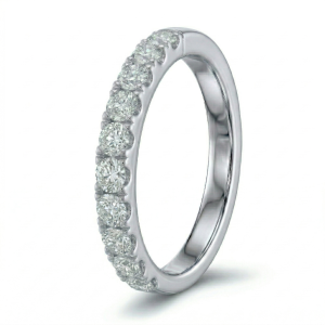 Žiedas su deimantais - balto aukso deimantinė juostelė (10 vnt - 1.00 ct) 3.10 mm