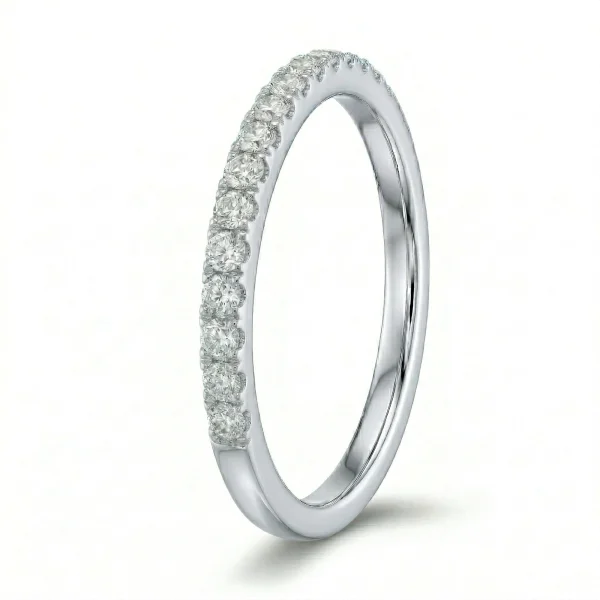 Žiedas su deimantais - balto aukso deimantinė juostelė (LAB 15 vnt - 0.45 ct) 2.00 mm 2