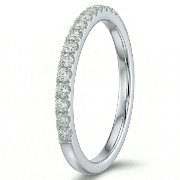 Žiedas su deimantais - balto aukso deimantinė juostelė (LAB 15 vnt - 0.45 ct) 2.00 mm 2