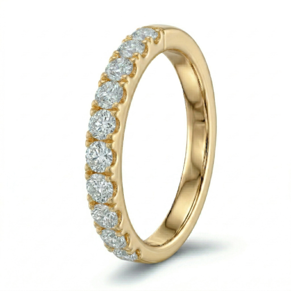 Žiedas su deimantais - geltono aukso deimantinė juostelė (10 vnt - 1.00 ct) 3.10 mm