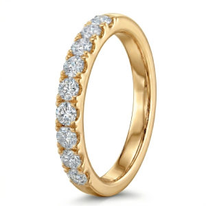 Žiedas su deimantais - geltono aukso deimantinė juostelė (LAB 9 vnt - 1.35 ct) 3.60 mm 2