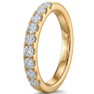 Žiedas su deimantais - geltono aukso deimantinė juostelė (LAB 9 vnt - 1.35 ct) 3.60 mm 2