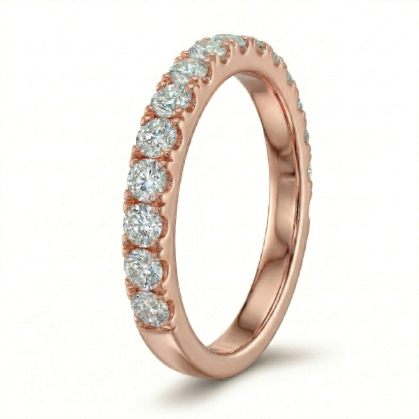 Žiedas su deimantais - raudono aukso deimantinė juostelė (15 vnt - 0.75 ct) 2.40 mm