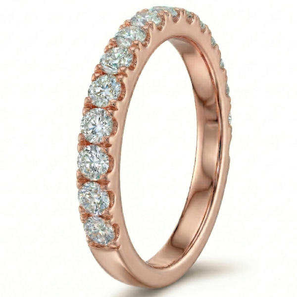 Žiedas su deimantais - raudono aukso deimantinė juostelė (15 vnt - 0.75 ct) 2.40 mm