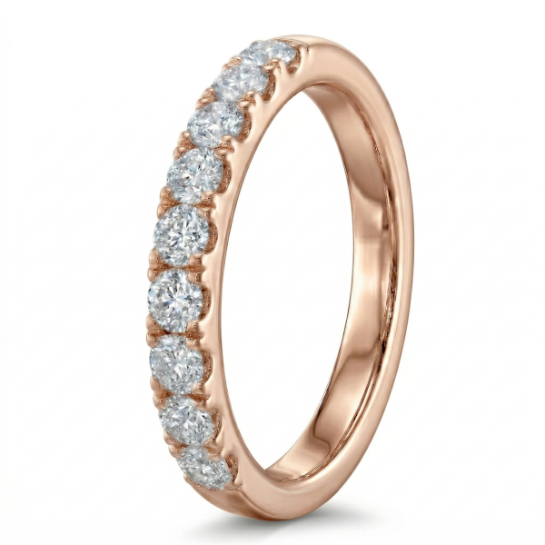 Žiedas su deimantais - raudono aukso deimantinė juostelė (LAB 9 vnt - 1.35 ct) 3.60 mm 2
