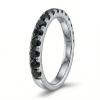 Žiedas su juodais deimantais - balto aukso deimantinė juostelė (13 vnt - 1.05 ct) 3.00 mm 2