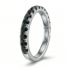 Žiedas su juodais deimantais - balto aukso deimantinė juostelė (15 vnt - 0.75 ct) 2.50 mm 2