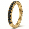Žiedas su juodais deimantais - geltono aukso deimantinė juostelė (13 vnt - 1.05 ct) 3.00 mm 2