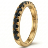 Žiedas su juodais deimantais - geltono aukso deimantinė juostelė (15 vnt - 0.75 ct) 2.50 mm 2