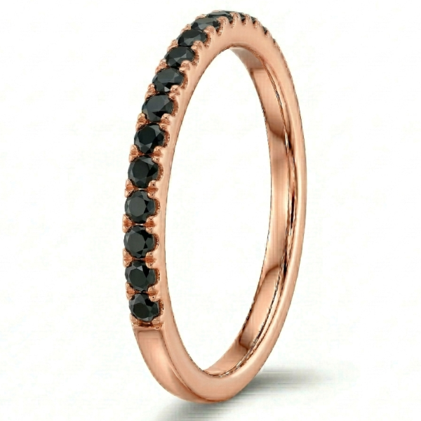 Žiedas su juodais deimantais - raudono aukso deimantinė juostelė (15 vnt - 0.45 ct) 2.00 mm 33