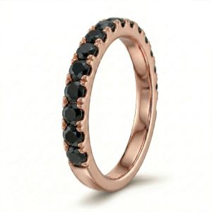 Žiedas su juodais deimantais - raudono aukso deimantinė juostelė (15 vnt - 0.75 ct) 2.50 mm