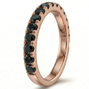 Žiedas su juodais deimantais - raudono aukso deimantinė juostelė (15 vnt - 0.75 ct) 2.50 mm