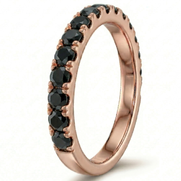 Žiedas su juodais deimantais - raudono aukso deimantinė juostelė (15 vnt - 0.75 ct) 2.50 mm
