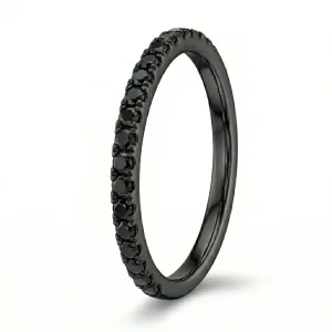 Žiedas su juodais deimantais – deimantinė juostelė juodo aukso (15 vnt – 0.45 ct) 2.0 mm 4