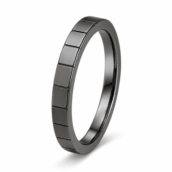Juodas auksas auksinis žiedas - Memory Kvadratai Black II 4 mm