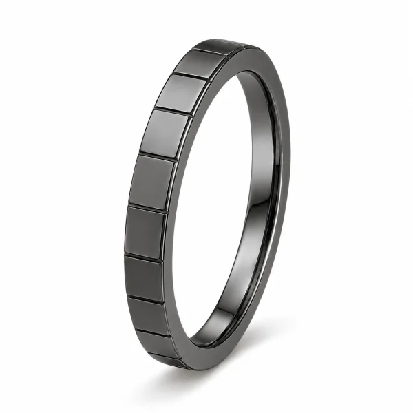 Juodas auksas auksinis žiedas - Memory Kvadratai Black II 4 mm