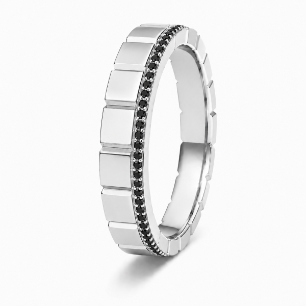 Baltas auksas auksinis žiedas - Memory Modernus Black Deimantinis Kvadratas (0.50ct)