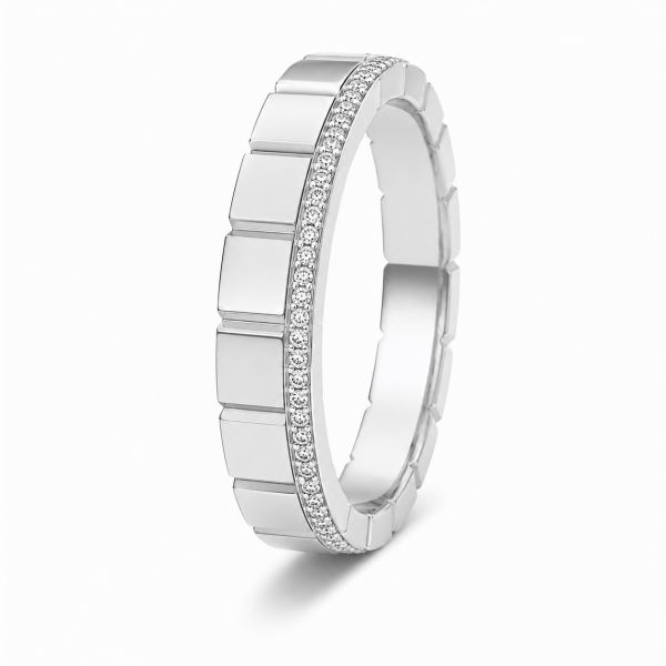 Balto aukso auksinis žiedas - Memory Modernus Deimantinis Kvadratas (0.50ct)