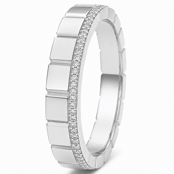 Balto aukso auksinis žiedas - Memory Modernus Deimantinis Kvadratas (0.50ct)