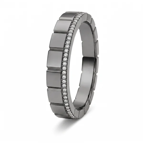 Juodo aukso auksinis žiedas - Memory Modernus Diamonds Kvadratas (0.50ct)
