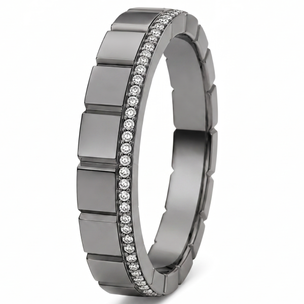 Juodo aukso auksinis žiedas - Memory Modernus Diamonds Kvadratas (0.50ct)