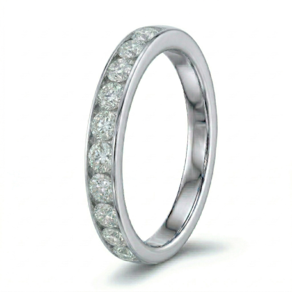 Balto aukso Žiedas-juostelė su deimantais Channel (10 vnt - 1.00 ct) 3.30 mm