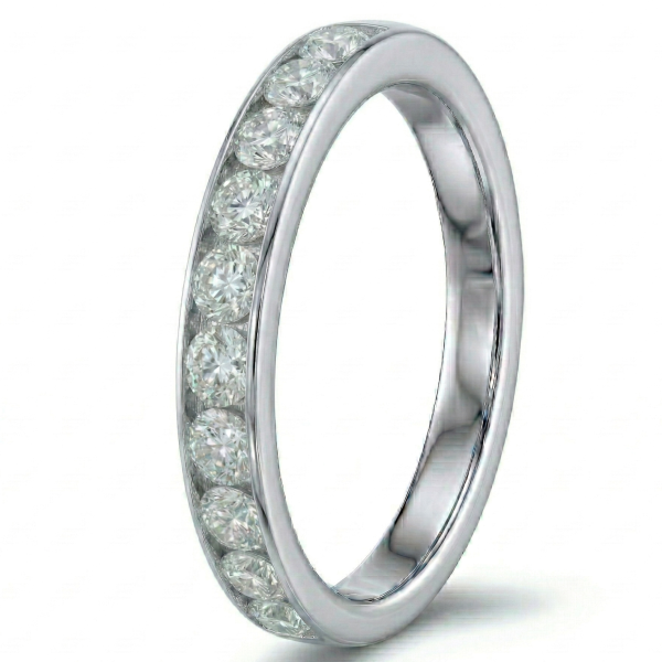 Balto aukso Žiedas-juostelė su deimantais Channel (10 vnt - 1.00 ct) 3.30 mm