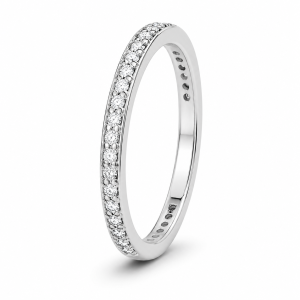 Balto aukso žiedas su deimantais - deimantinė juostelė (0.25 ct) 1.40 mm